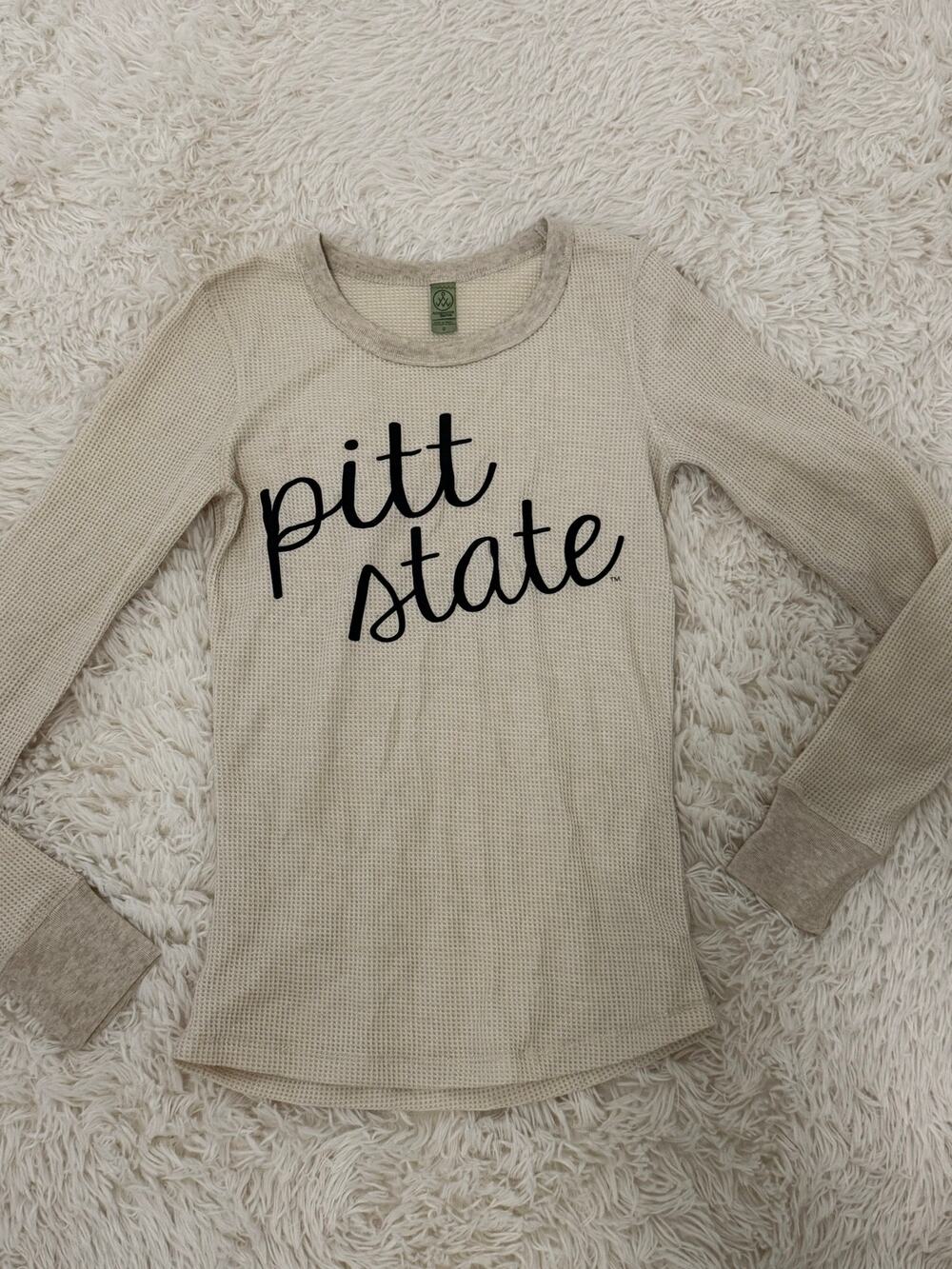 Alternative Earth Pitt State Waffle Knit Thermal Long Sleeve Cream Size S